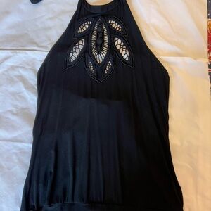 White House Black Market Sleeveless Halter Top with Crochet Detail - Women's